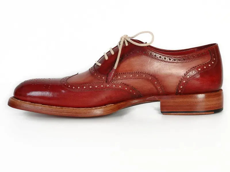 Paul Parkman Men's Bordeaux/Camel Goodyear Welted Wingtip Oxfords (ID#027B) PAUL PARKMAN