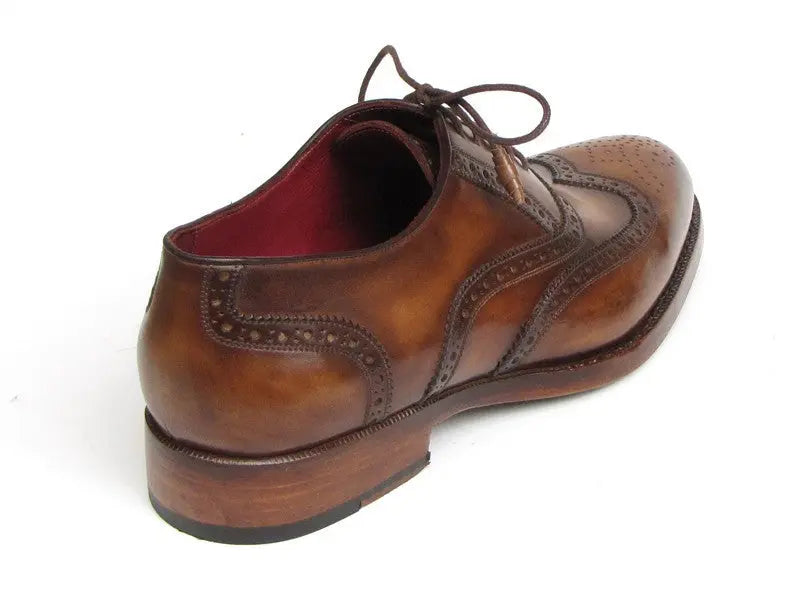 Paul Parkman Men's Tobacco Goodyear Welted Wingtip Oxfords (ID#027-TAB) PAUL PARKMAN