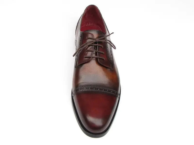 Paul Parkman Men's Bordeaux/Tobacco Cap-Toe Derby Shoes (ID#046-BRD-BRW) PAUL PARKMAN