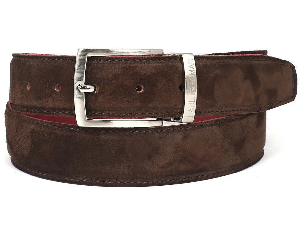 Paul Parkman Men's Brown Genuine Suede Belt (ID#B06-BRW) PAUL PARKMAN