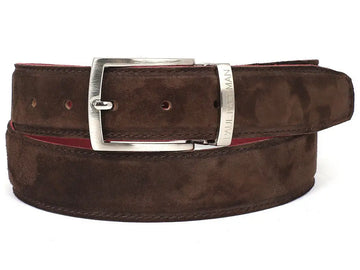 Paul Parkman Men's Brown Genuine Suede Belt (ID#B06-BRW) PAUL PARKMAN