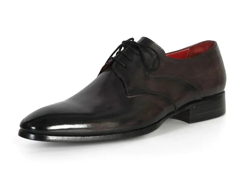 Paul Parkman Men's Anthracite Black Hand-Painted Genuine Leather Derby Shoes (ID#054F-ANTBLK) PAUL PARKMAN