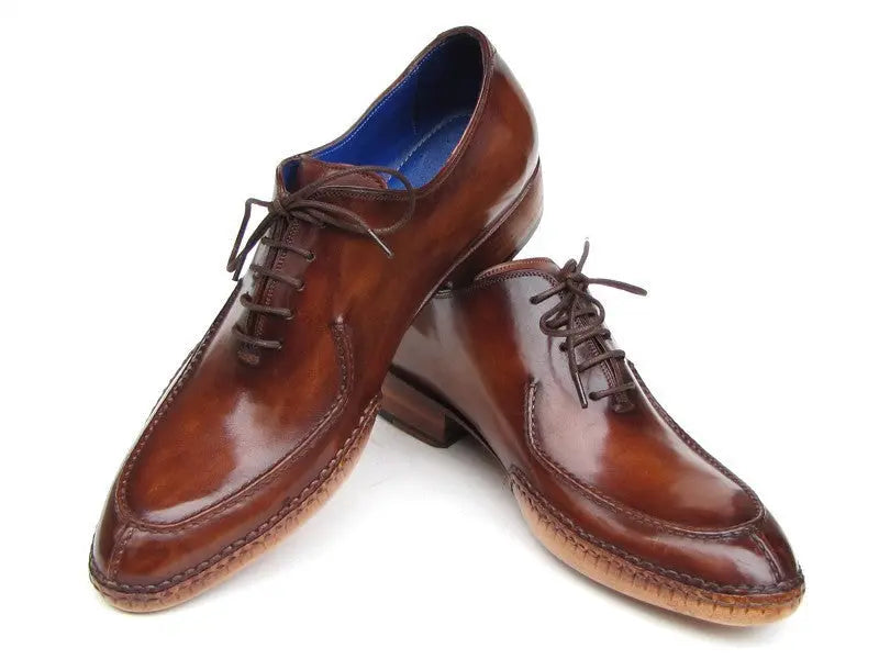 Paul Parkman Men's Brown Side Handsewn Split-Toe Oxfords (ID#054-BRW) PAUL PARKMAN