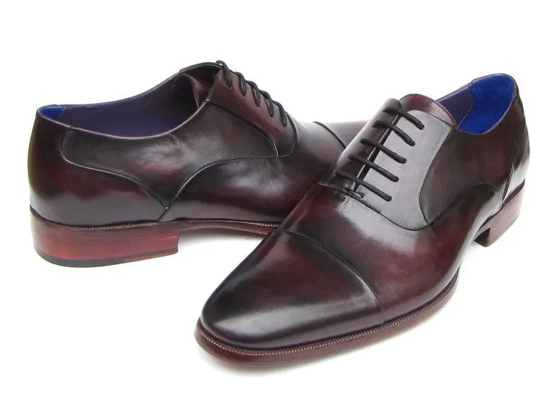 Paul Parkman Men's Black/Purple Genuine Leather Cap Toe Oxfords  (ID#074-PURP-BLK) PAUL PARKMAN