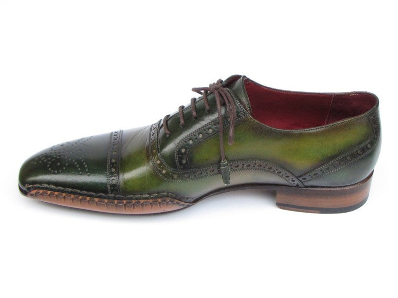 Paul Parkman Men's Side Handsewn Captoe Oxfords Green (ID#5032-GREEN) PAUL PARKMAN