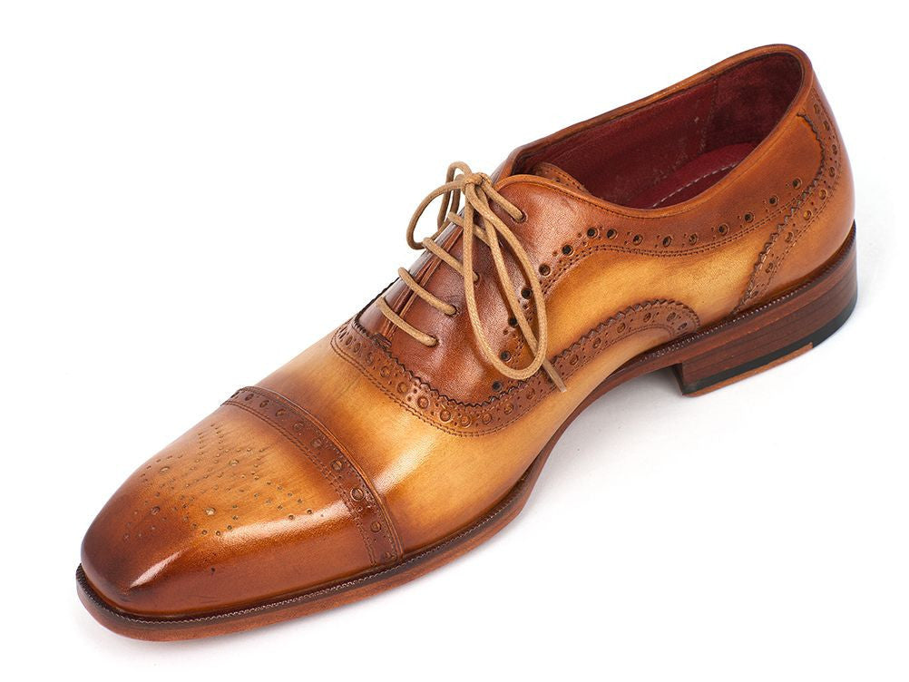 Paul Parkman Men's Captoe Oxfords Tan Color (ID#024-TAN) PAUL PARKMAN