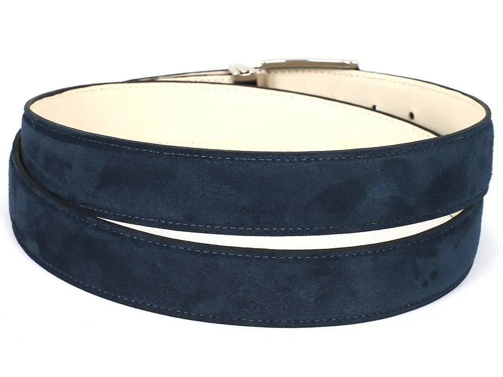 Paul Parkman Men's Navy Genuine Suede Belt (ID#B06-NAVY) PAUL PARKMAN