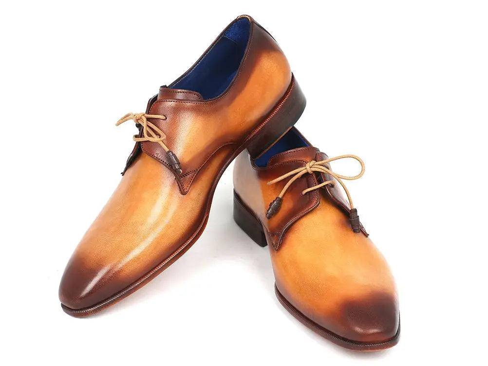 Paul Parkman Men's Brown/Camel Hand-Painted Derby Shoes (ID#326-CMLBRW) PAUL PARKMAN