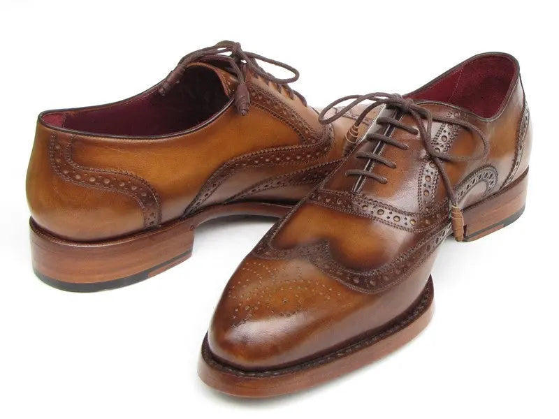 Paul Parkman Men's Tobacco Goodyear Welted Wingtip Oxfords (ID#027-TAB) PAUL PARKMAN