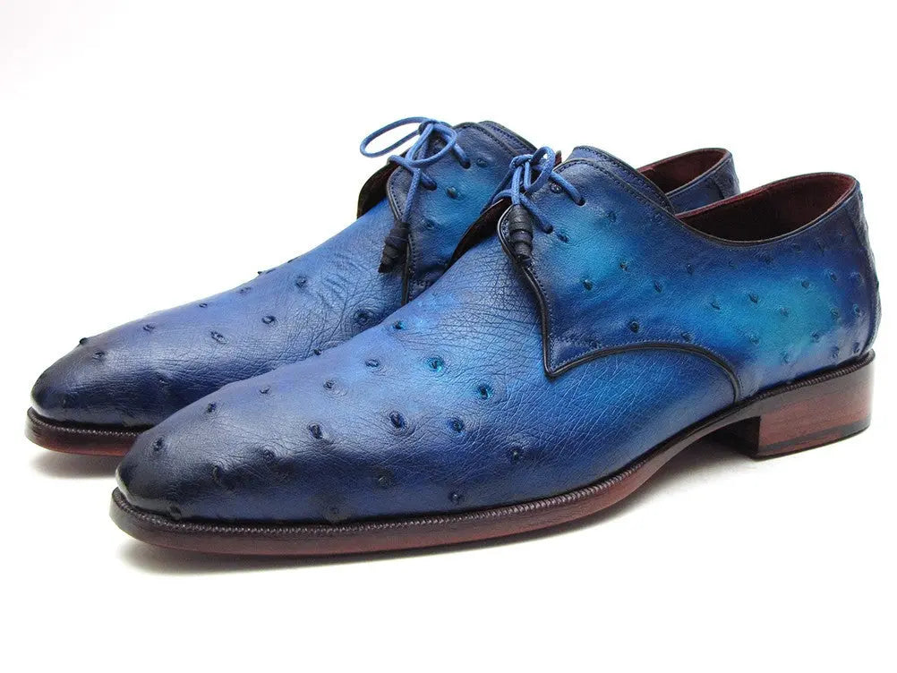 Paul Parkman Men's Ocean Genuine Ostrich Derby Shoes (ID#79V22) PAUL PARKMAN