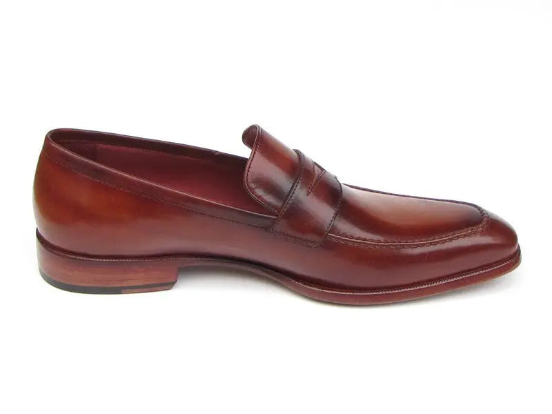 Paul Parkman Men's Tobacco/Bordeaux Hand-Painted Penny Loafers (ID#067-BRD) PAUL PARKMAN