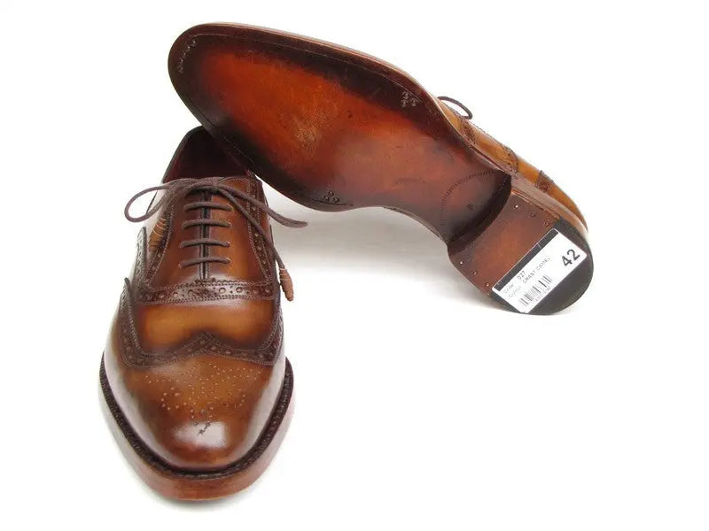 Paul Parkman Men's Tobacco Goodyear Welted Wingtip Oxfords (ID#027-TAB) PAUL PARKMAN