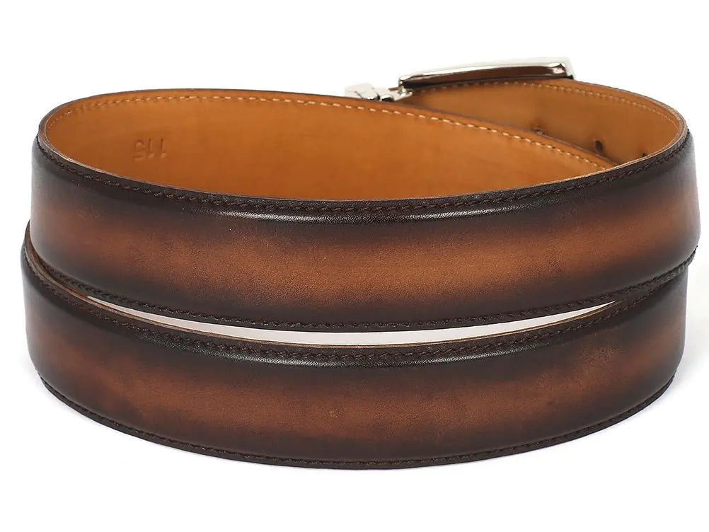 Paul Parkman Men's Brown/Camel Genuine Leather Hand-Painted Belt (ID#B01-BRWCML) PAUL PARKMAN