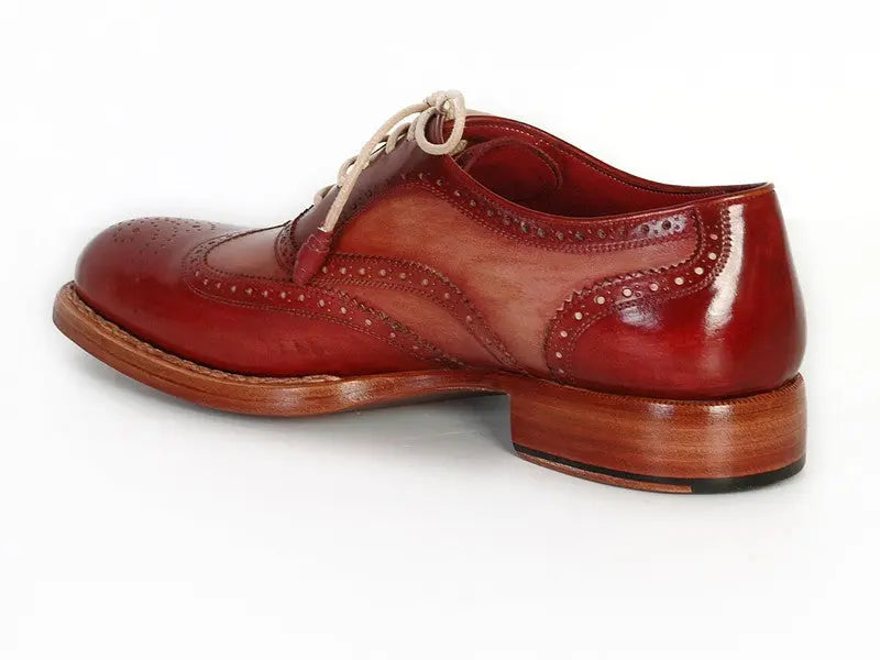 Paul Parkman Men's Bordeaux/Camel Goodyear Welted Wingtip Oxfords (ID#027B) PAUL PARKMAN