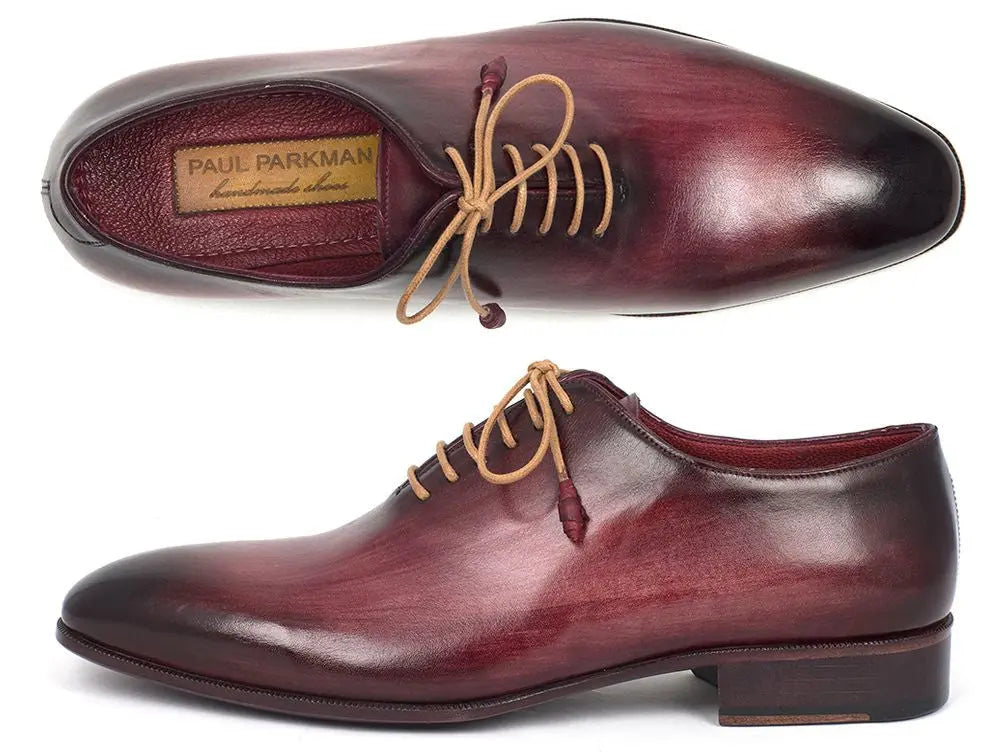 Paul Parkman Men's Burgundy Wholecut Plain Toe Oxfords (ID#DS65BUR) PAUL PARKMAN