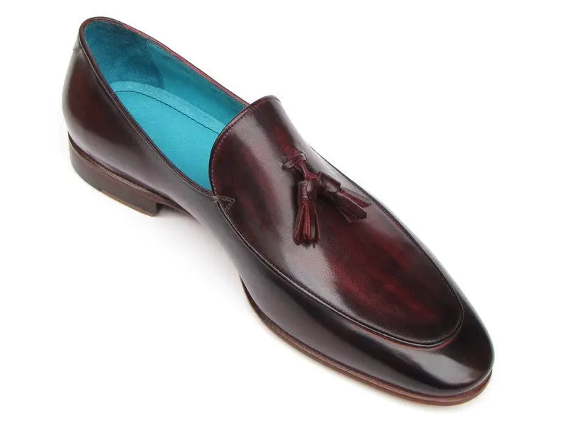 Paul Parkman Men's Black/Purple Hand-Painted Genuine Leather Tassel Loafers (ID#049-BLK-PURP) PAUL PARKMAN