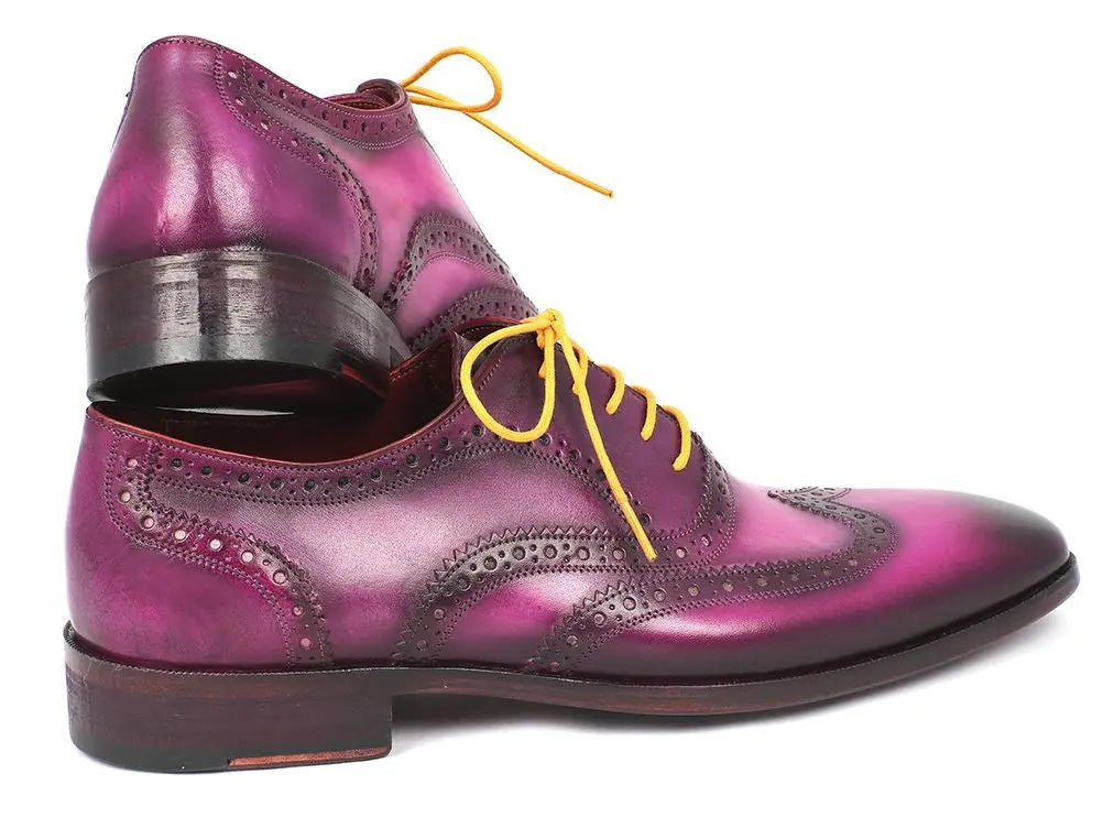Paul Parkman Men's Lilac Handpainted Calfskin Wingtip Oxfords (ID#228-LIL) PAUL PARKMAN
