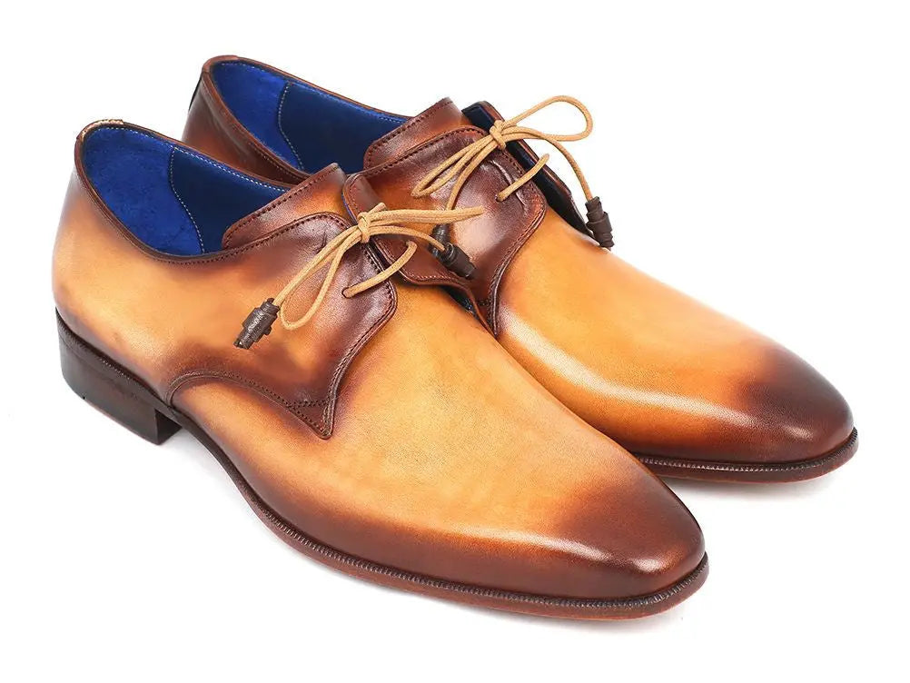 Paul Parkman Men's Brown/Camel Hand-Painted Derby Shoes (ID#326-CMLBRW) PAUL PARKMAN