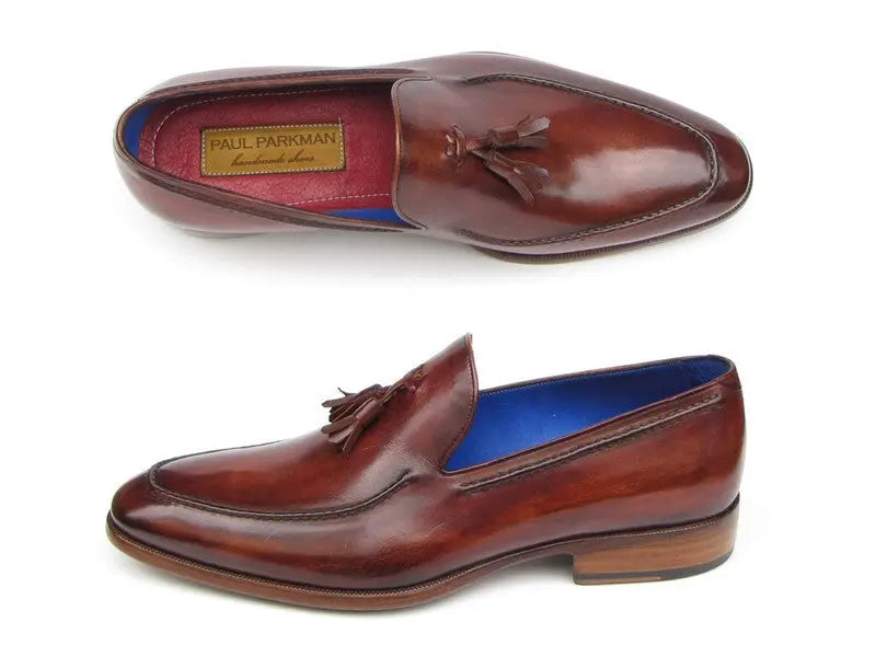 Paul Parkman Men's Brown Genuine Leather Tassel Loafers (ID#073-BRD) PAUL PARKMAN