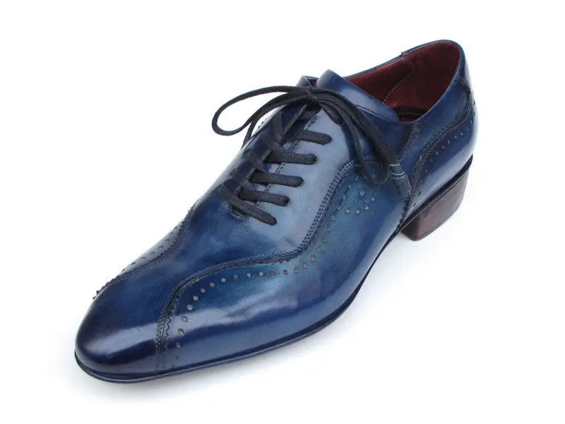 Paul Parkman Men's Blue Handmade Lace-Up Casual Shoes (ID#84654-BLU) PAUL PARKMAN