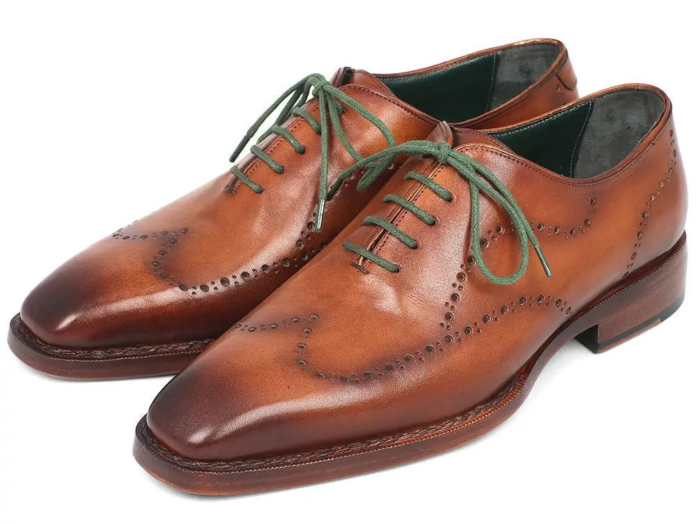 Paul Parkman Men's Camel Brown Goodyear Welted Wingtip Oxfords (ID#87CML66) PAUL PARKMAN