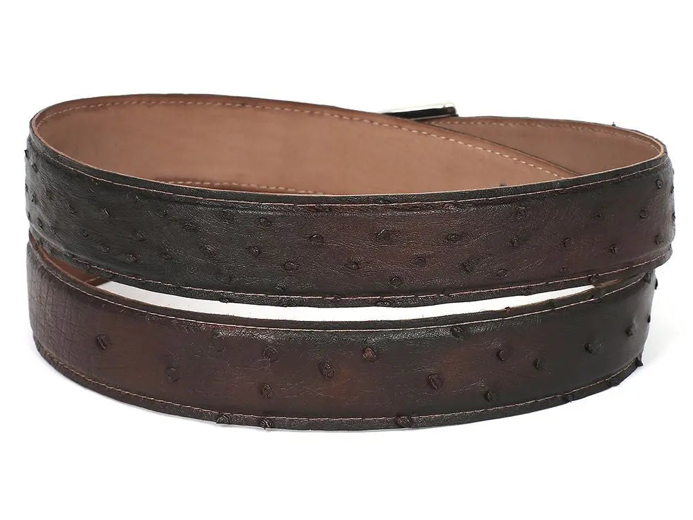 Paul Parkman Men's Brown Genuine Ostrich Belt (ID#B04-BRW) PAUL PARKMAN