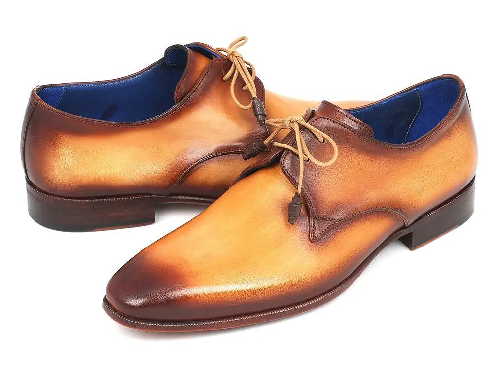 Paul Parkman Men's Brown/Camel Hand-Painted Derby Shoes (ID#326-CMLBRW) PAUL PARKMAN