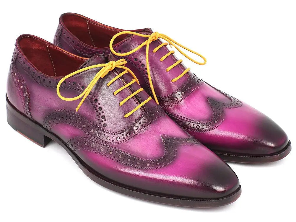 Paul Parkman Men's Lilac Handpainted Calfskin Wingtip Oxfords (ID#228-LIL) PAUL PARKMAN