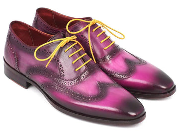 Paul Parkman Men's Lilac Handpainted Calfskin Wingtip Oxfords (ID#228-LIL) PAUL PARKMAN