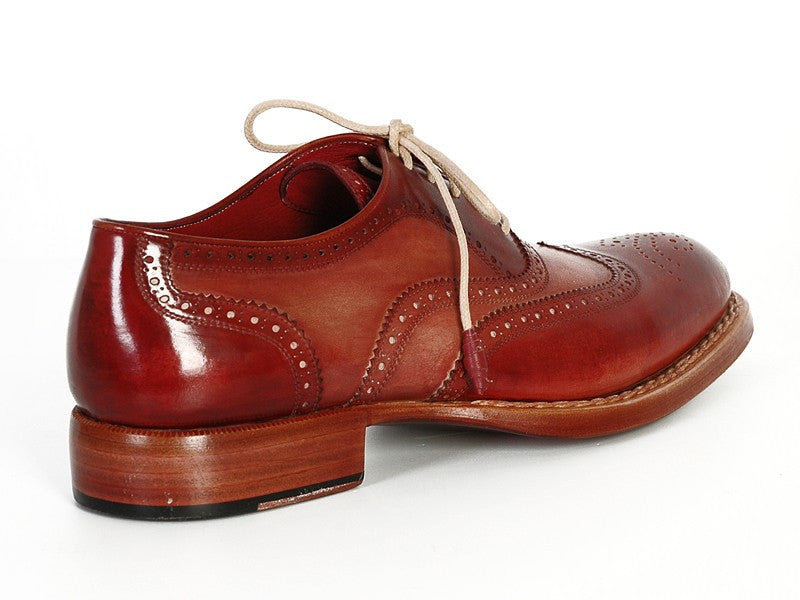 Paul Parkman Men's Wingtip Oxfords Bordeaux & Camel (ID#027B) PAUL PARKMAN