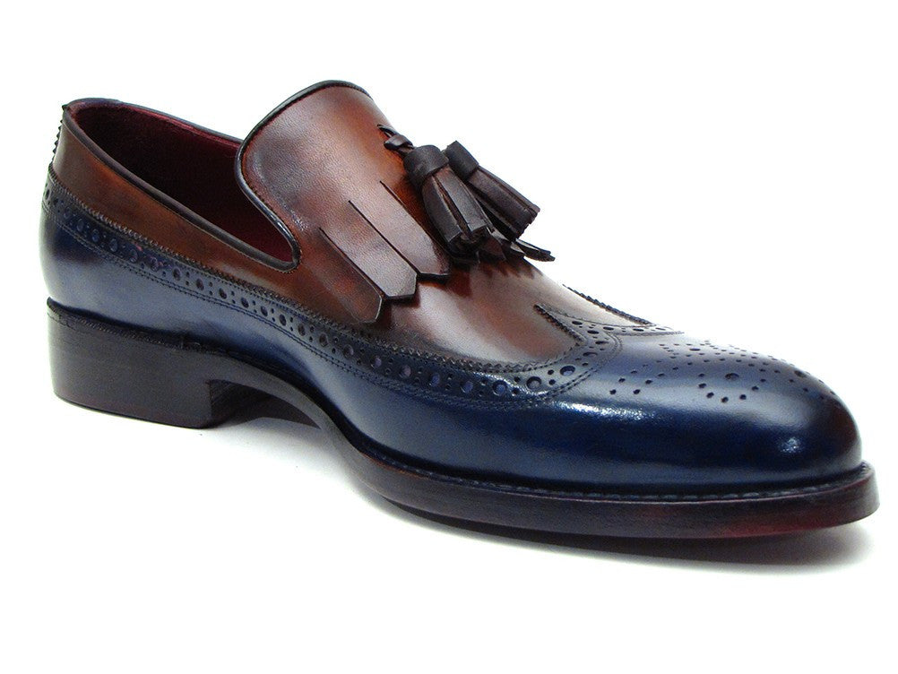 Paul Parkman Kiltie Tassel Loafer Navy & Tobacco (ID#KT74NB) PAUL PARKMAN