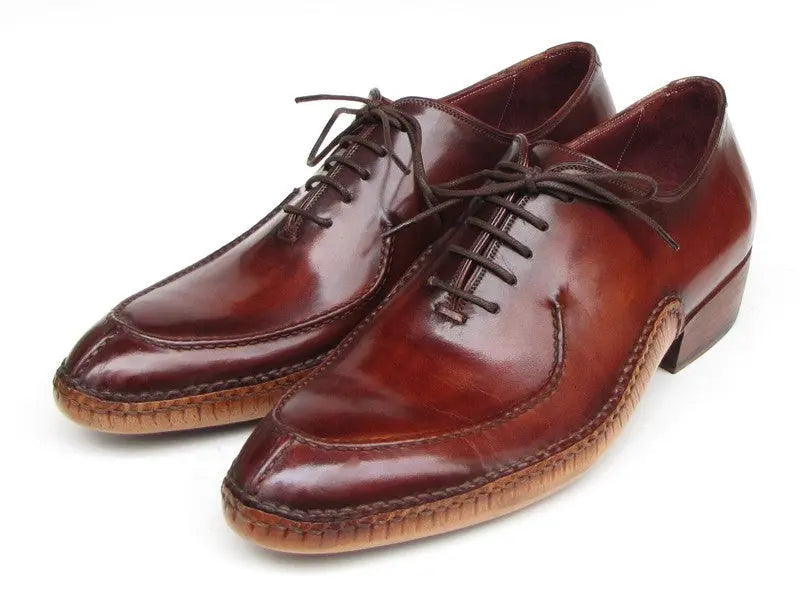 Paul Parkman Men's Burgundy Side Handsewn Split-Toe Oxfords (ID#054-BUR) PAUL PARKMAN