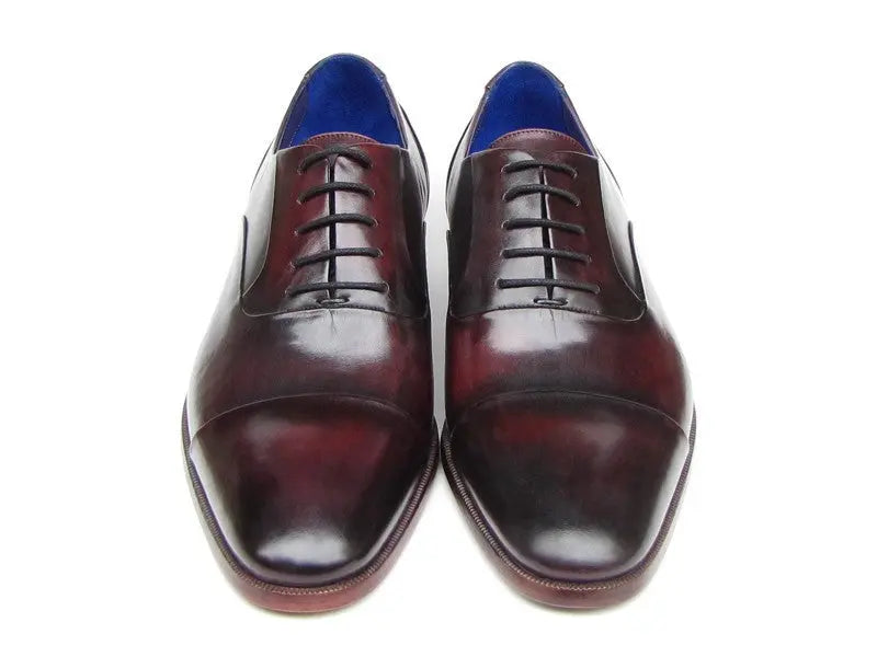 Paul Parkman Men's Black/Purple Genuine Leather Cap Toe Oxfords  (ID#074-PURP-BLK) PAUL PARKMAN