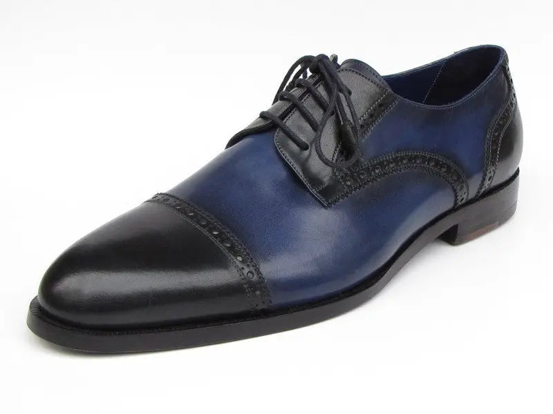 Paul Parkman Men's Parliament Blue Cap-Toe Derby Shoes (ID#046-BLU) PAUL PARKMAN