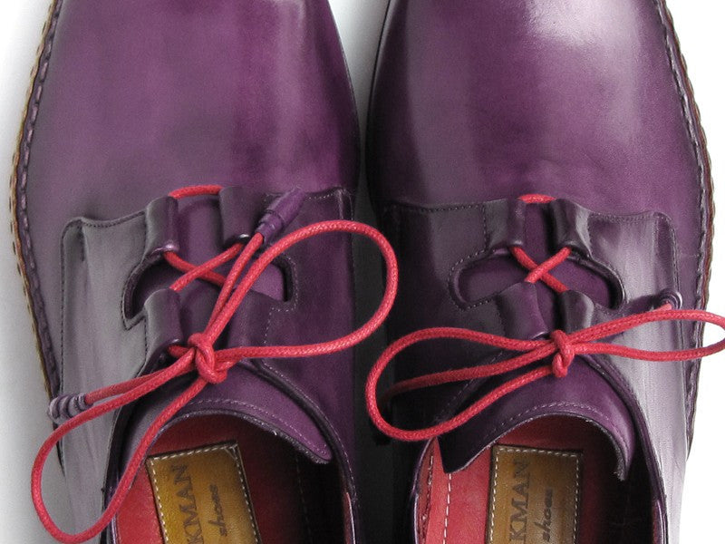 Paul Parkman Men's Ghillie Lacing Side Handsewn Dress Shoes - Purple Leather Upper and Leather Sole (ID#022-PURP) PAUL PARKMAN