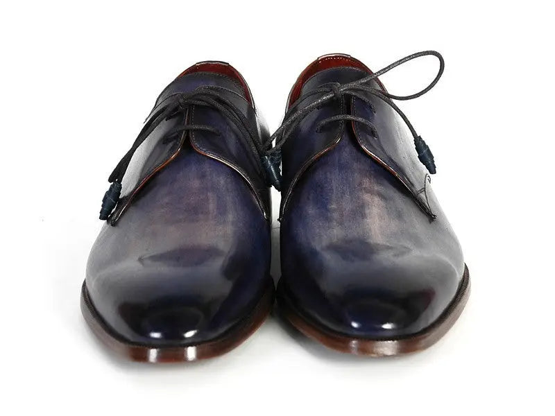 Paul Parkman Men's Blue/Navy Hand-Painted Derby Shoes (ID#PP2279) PAUL PARKMAN