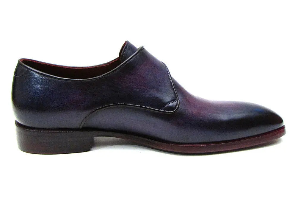 Paul Parkman Men's Purple Genuine Leather Single Monk strap Shoes (ID#DW754T) PAUL PARKMAN