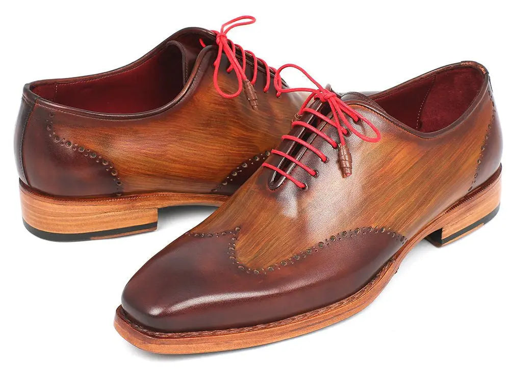 Paul Parkman Men's Brown/Camel Goodyear Welted Wingtip Oxfords (ID#81BRW74) PAUL PARKMAN