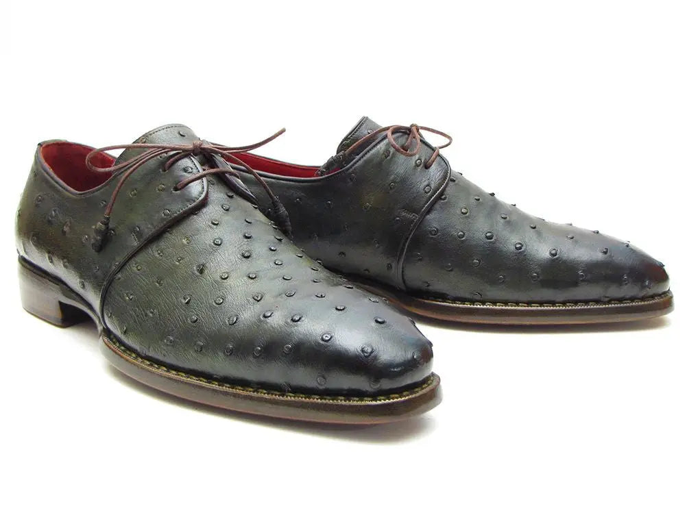 Paul Parkman Men's Green Goodyear Welted Genuine Ostrich Derby Shoes (ID#31VL74) PAUL PARKMAN