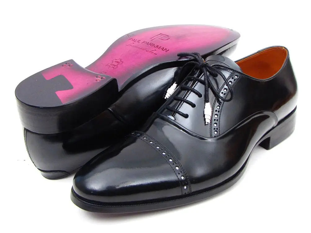 Paul Parkman Men's Black Cap Toe Oxfords (ID#78RG61) PAUL PARKMAN