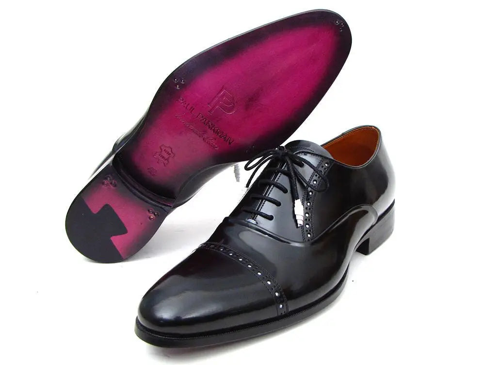Paul Parkman Men's Black Cap Toe Oxfords (ID#78RG61) PAUL PARKMAN