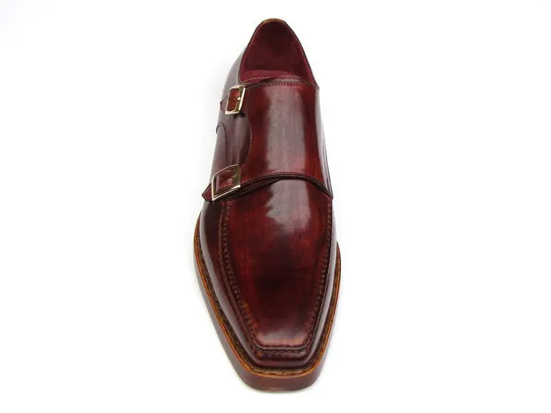 Paul Parkman Men's  Burgundy Goodyear Welted Double Monk strap Shoes (ID#061-BRD) PAUL PARKMAN