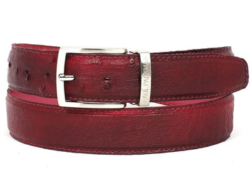 Paul Parkman Men's Burgundy Genuine Ostrich Belt (ID#B04-BUR) PAUL PARKMAN