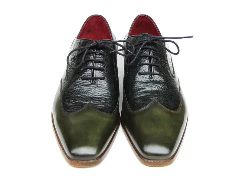 Paul Parkman Men's Green Floater Genuine Leather Wingtip Oxfords (ID#023-GREEN) PAUL PARKMAN