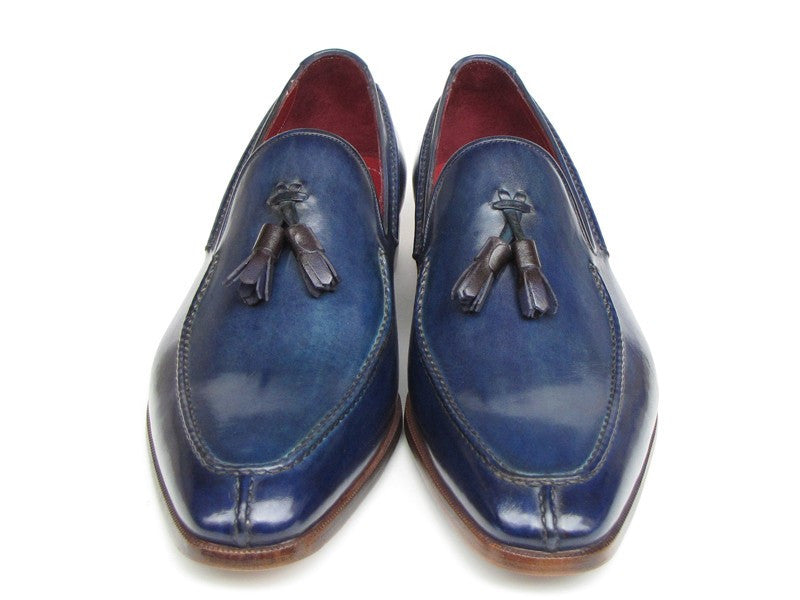 Paul Parkman Men's Tassel Loafer Blue Hand Painted Leather (ID#083-BLU) PAUL PARKMAN