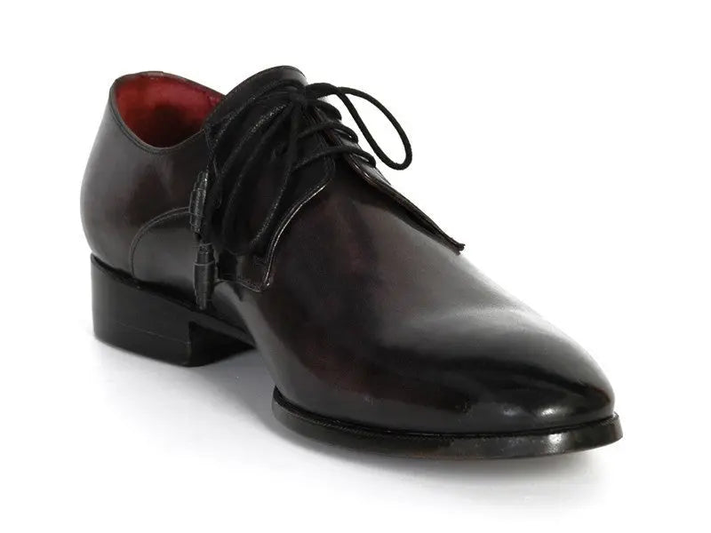 Paul Parkman Men's Anthracite Black Hand-Painted Genuine Leather Derby Shoes (ID#054F-ANTBLK) PAUL PARKMAN