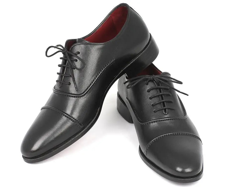 Paul Parkman Men's Black Hand-Painted Cap-Toe Oxfords (ID#077-BLK) PAUL PARKMAN