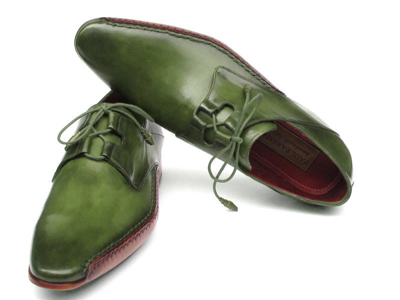 Paul Parkman Men's Ghillie Lacing Side Handsewn Dress Shoes - Green Leather Upper and Leather Sole (ID#022-GREEN) PAUL PARKMAN