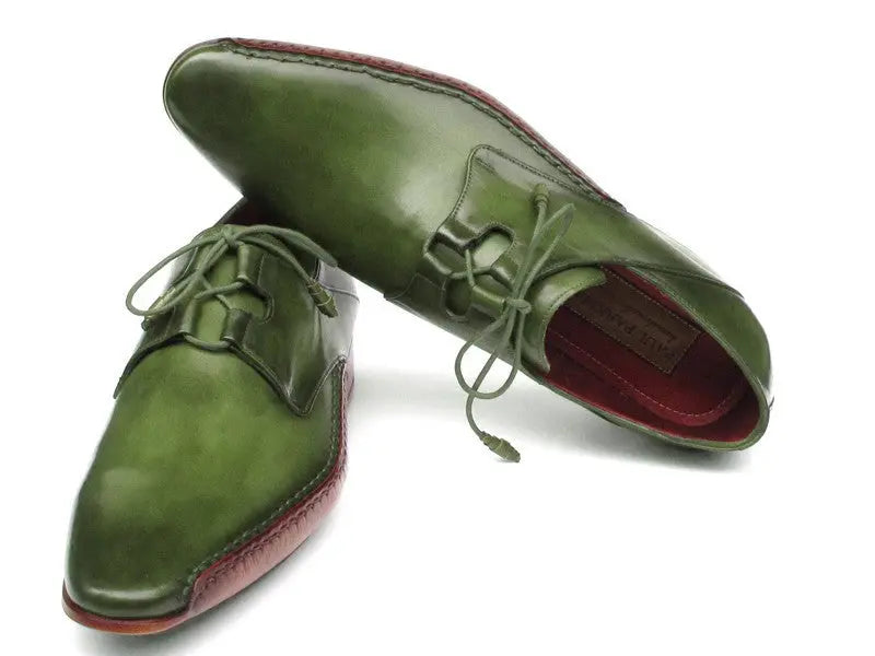 Paul Parkman Men's Green Ghillie Lacing Side Handsewn Dress Shoes (ID#022-GREEN) PAUL PARKMAN