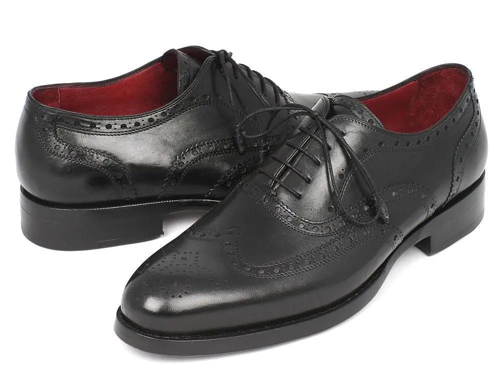 Paul Parkman Men's Black Goodyear Welted Wingtip Oxfords (ID#027-BLK) PAUL PARKMAN